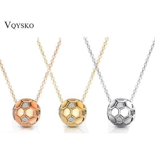 Fashion Sports Football Necklace Pendant Crystal Links Chains Soccer Pendant Women Necklace fit Athletic Fans Jewelry Gift