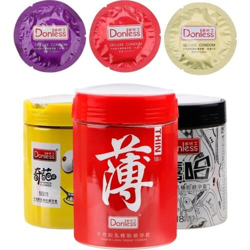 18 Pieces/Box Ultra Thin Penis Cock Sleeve for Men Natural Latex Cock Penis Sleeve Condom Male Contraception Penis Sleeve