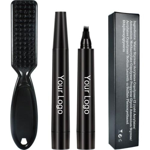 Men Beard Beauty Filling Pencil Set Cosmetic Eye Brow Makeup Liquid Beard Filler Pen Kit with Brush
