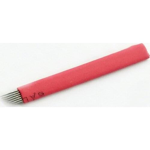 50pcs Red 7 Pins Flex Eyebrow Manual Blades Permanent Makeup 3D Embroidery Microblading Tattoo Pen Needles