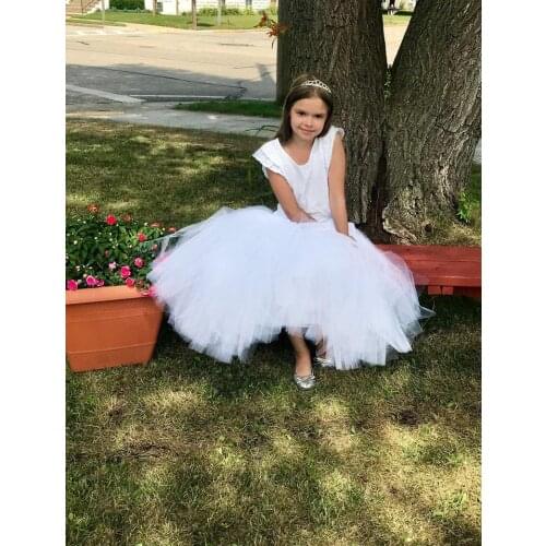 White Christmas Girls Tutu Long Fluffy Tulle Kids Girls Skirts Tutu Birthday Party Children Princess Ball Gown Skirt vestido