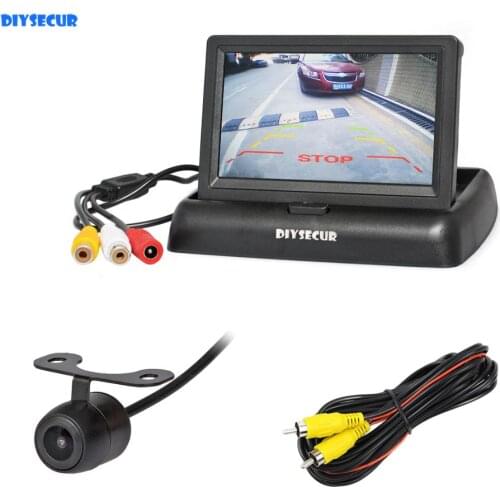 DIYSECUR Wireless 4.3" Foldable Rear View Monitor Car Monitor Reversing Camera Car Camera Kit Back Up Parking Accessories
