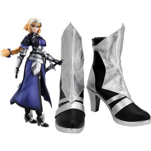 Fate Jeanne Shoes Cosplay Fate Apocrypha Ruler Jeanne Cosplay Boots Silver Shoes Custom Made Any Size
