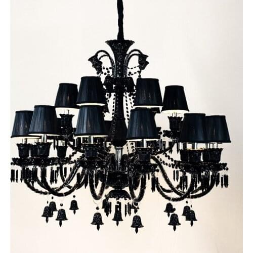 Black Crystal Chandelier Lighting luxury hotel chandeliers for Dining Room Black Chandelier Lamps for Living Room lights LED
