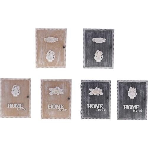 Shabby Chic Style Wooden Key Storage Box Wall Mount Shelf Cabinet Cupboard Rack with 6 Hooks Home Organizer for Letter