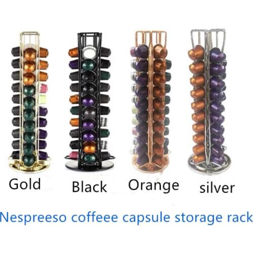 Coffee Capsule Holder Stainless Steel Coffee Pod Rack Creative 40pcs Silver/ Black/Gold Coffee Dispensing Tower Stand Fits