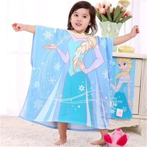 Disney Frozen Elsa Anna Hood Bath Towel Mickey Beach Towel 2-8 Years Old Cotton Soft Breathable Children Boy Girl Gift