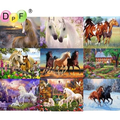 DPF 5D DIY Diamond Painting Full Square/Round Drill "Horse" Embroidery Cross Stitch crafts gift Home Gift Mosaic Art Decor