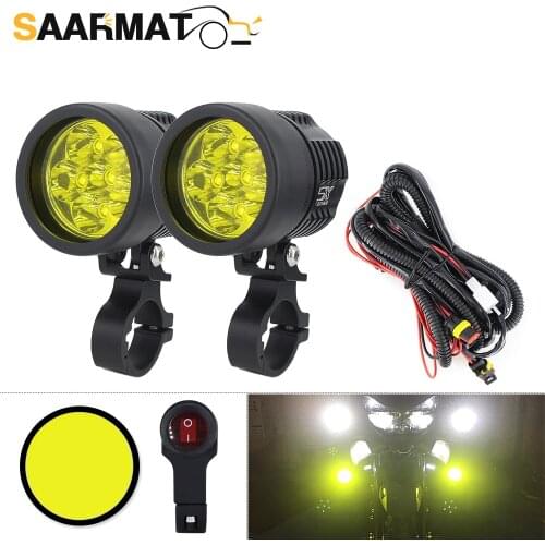 Double Colors led strobe motorcycle headlight Fog DRL lamp car Universal Motorbike ATV bulb High Brightness Yellow white 12V