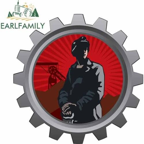 EARLFAMILY 13cm x 12.9cm for Coal Miner Badge Fine Decal Waterproof DIY Hip Hop Decals Car Accessories 3D Car Stickers