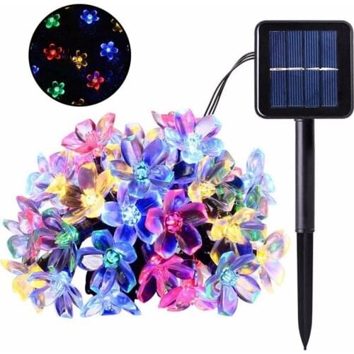 7 Meters 50 Led Solar Power Fairy String Lights Blossom Flower Lamp Waterproof Outdoor Party Wedding Christmas Multi Color