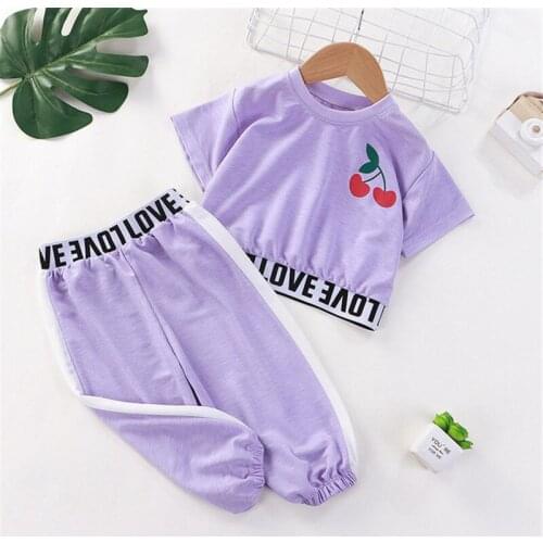 Girls Set Summer Suit Short Sleeve Shirt+ High Waist Pants Sports Style Children Causal Two Piece Set Toddler Girl Clothing 2-8Y