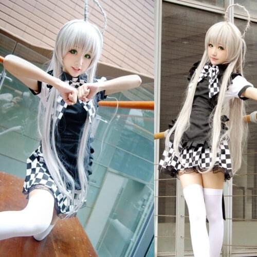 Cosplay suit Sneak! Nayako Nyako uniform black and white plaid Maid Costume Halloween Costume