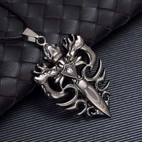 Cool Chinese Dragon Necklace Personality Men Pendants Fashion Black Totem Necklace Unisex Jewelry Rope Chain Holiday Gifts