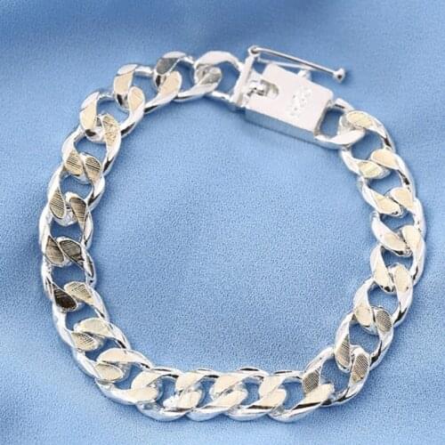 Fashion personality mens two-color side square button bracelet