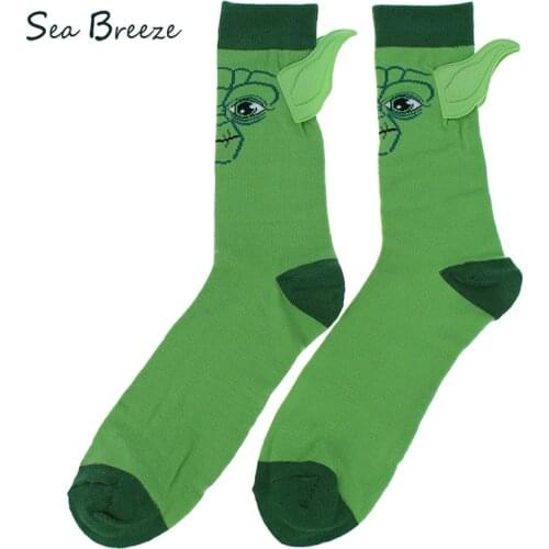 Sea Breeze Star Wars personality cotton tube sock Yoda master cotton seam ear small leg sock men engage strange male Funny socks