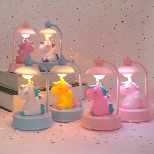 Lovely Cartoon Unicorn Lucky Cat Flamingo Music Night Lights Girls Bedroom Bedside Table Lamp Kids Gifts Creative Room Ornaments
