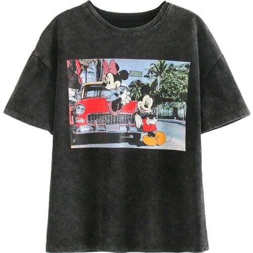 2021 Spring New Shirts Fashion Casual Mickey Mouse Print Short Sleeve T-shirt Women Adult Clothes Womens Clothing Steetwear