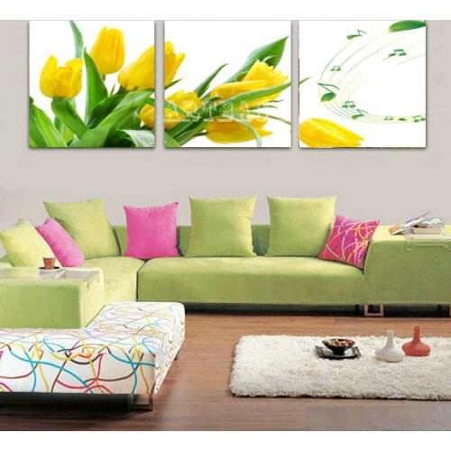 New 5D Diamond Painting Yellow Tulips Full Square / Round Drill Diamond Embroidery 3d Diamond Mosaic Home Decor 3pcs Flowers