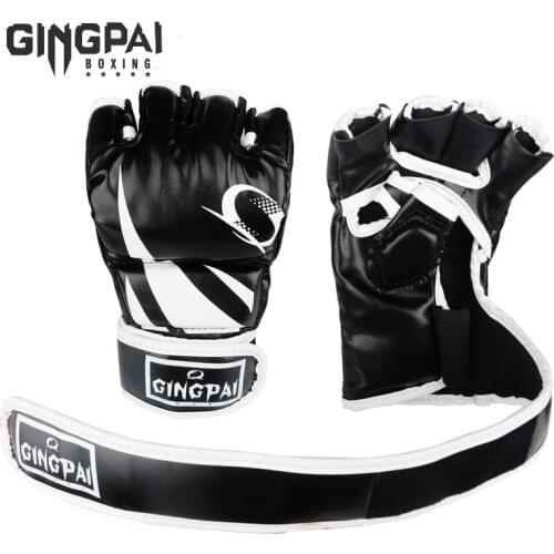 GINGPAI Half Finger MMA Gloves Fighting Gloves Training Kick Boxing Gloves Muay Thai Gloves Boxing Equipment Half Finger Gloves