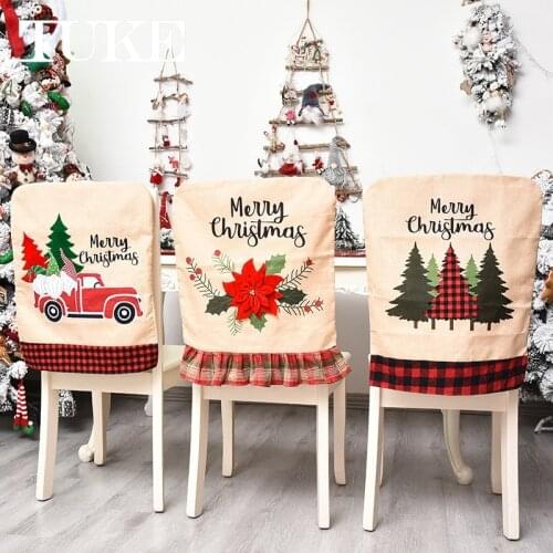 1 pcs christmas chair covers Santa Claus Hat Christmas Dinner Chair Back Covers Table Party Decor New Year Party Supplies