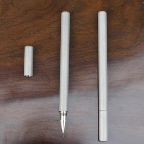 Handmade Titanium Alloy Solid Portable Metal Signature Pen Tactical Cylindrical Pen EDC Frosted Gel Pen As Creative Gift S