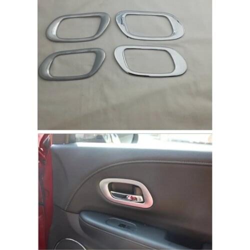 Silver ABS Car Inner Door Handle Bowl Cup Frame Cover Trim Fits For Honda Vezel HR-V HRV 2014 2015