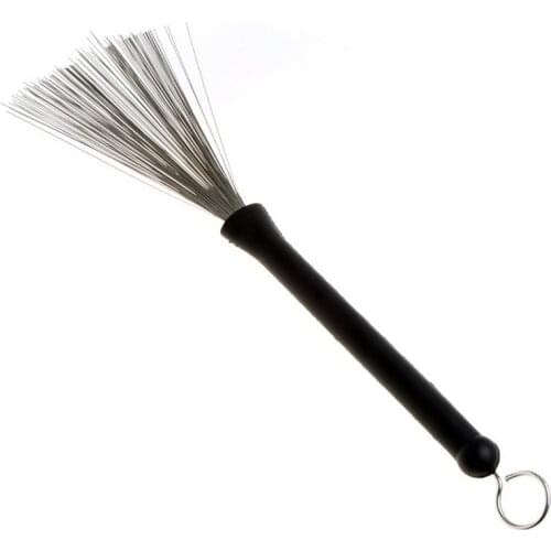Homeland 1 Piece of Drum Brush Retractable Wire Strands Loop End Rubber Handle Jazz Black Smoothrubber Drum Brush