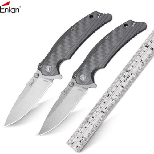 Enlan EW098 AUS-8 Blade Steel Titanium Handle Outdoor Folding Knife Camping Hunting Survive Tactics Pocket Gift Knives EDC Tools