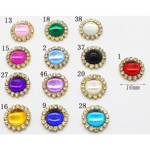 SKYE CIEL 10Pcs 16mm Diy jewelry Bright Resin Accessories Rhinestones Pedestal Embellishment Gold Caps Decoration For Making