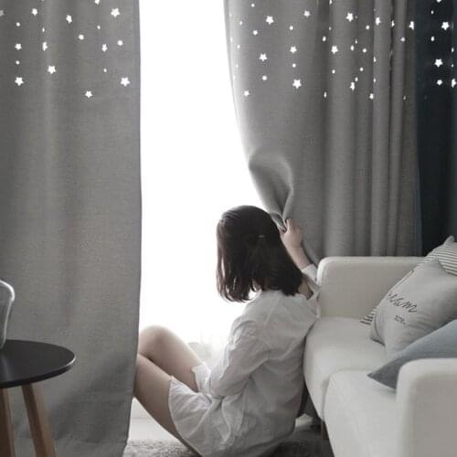 Modern Hollow Star Faux Linen Blackout Curtains for Living Room Bedroom Curtains Window Curtains for the Bedroom Custom Made