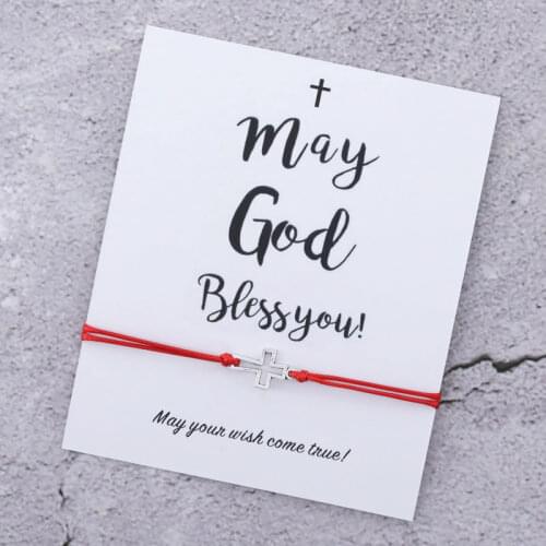 Unisex Cross Bracelet Communion Gift Cross Adjustable Bracelet for Women Men Friendship Religious Bracelet Godmother Gift