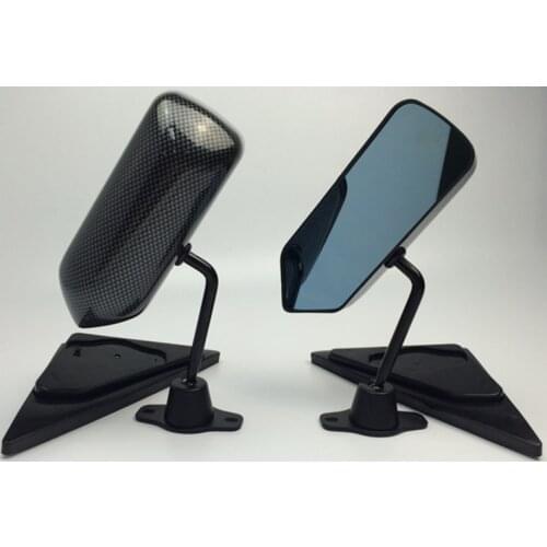 1Pair Universal Car Rearview Mirror Carbon Fiber Autos Blue Rear View Mirror Carbon racing Side Glass Wide Angle Metal Bracket