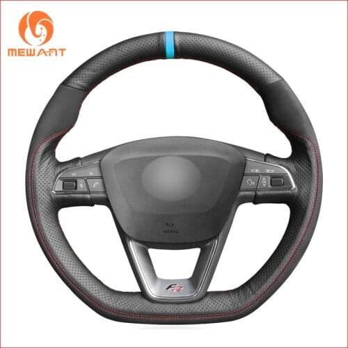 MEWANT Genuine Leather Suede Steering Wheel Covers for Seat Leon Cupra R 2013-2019 Leon ST Cupra 2013-2019 Ateca FR 2016-2019