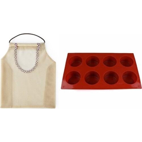 1 Pcs Kitchen Vegetable Storage Bag Fruit Wall Hanging Bag & 1 Pcs Cavity Round Cylinder Soap Mold Cupcake Silicone Mold
