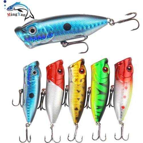 1Pcs Fishing Lures 7cm/13g Topwater Popper Bait 5 Color Hard Bait Artificial Wobblers Plastic Fishing Tackle with 6# Hooks