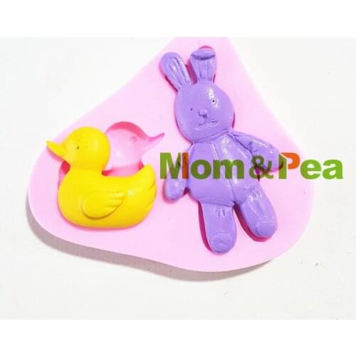 Mom&Pea 1336 Free Shipping Duck & Rabbit Silicone Mold Cake Decoration Fondant Cake 3D Mold Food Grade