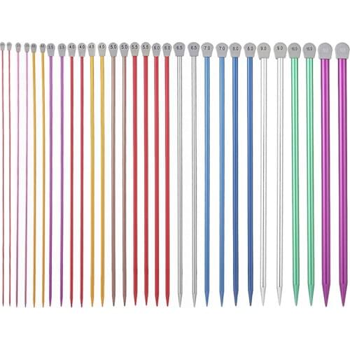 2Pcs/Set 35cm Single Pointed Knitting Needles Pins Straight Aluminum DIY Weaving Tool long sweater scarf needle 2.0-12mm