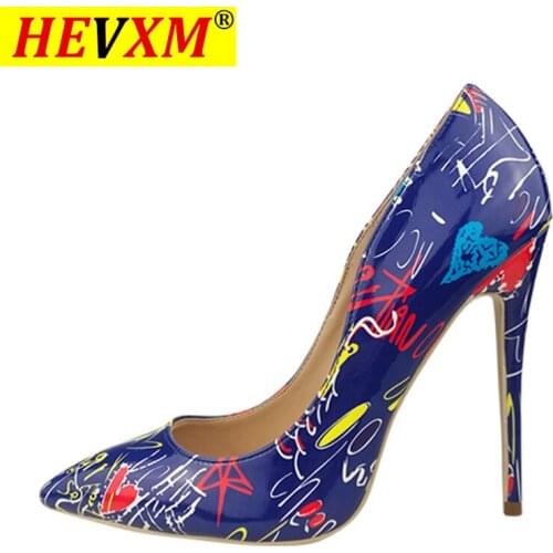 2021 New Fashion Women Shoes Graffiti Colorful Women Pumps Party Wedding Shoes Ladies Sexy Pointed Toe High Heels Big Size 35-42