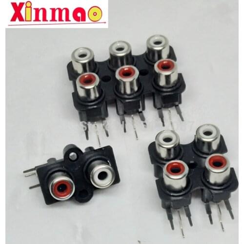 5Pcs 2/4/6-hole RCA mother stereo audio jack AV audio input socket connector Lotus discharge device interface signal connection