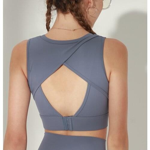 CretKoav New Wide Shoulder Strap Women Yoga Bra Adjustable Back Buckle Push-Up Fitness Bra Women Sexy Vest Type Sports Bras Top