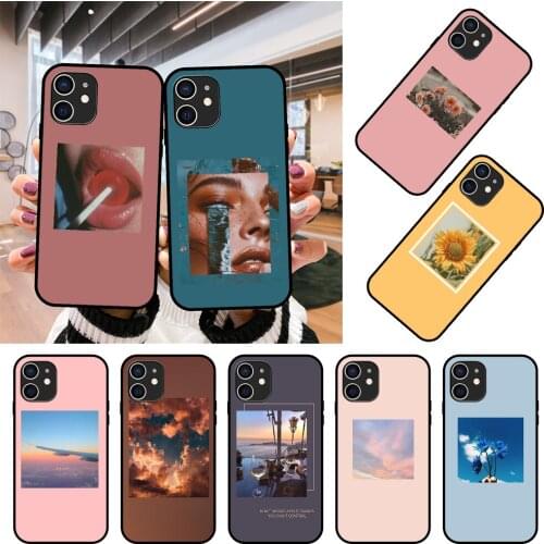 Phone Case For Apple IPhone 12 Mini 11 Pro XR X MAX SE XS 4 5 6 6S 7 8 E Plus Black Cover Back Silicone Funda Pink Life Flower