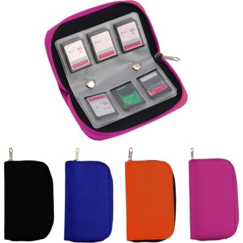 1 PC Black 22 Slots Pouch Case Micro SD Memory Card Storage Zipper Pouch Case Protector Holder Wallet Storage Carrying Wallet
