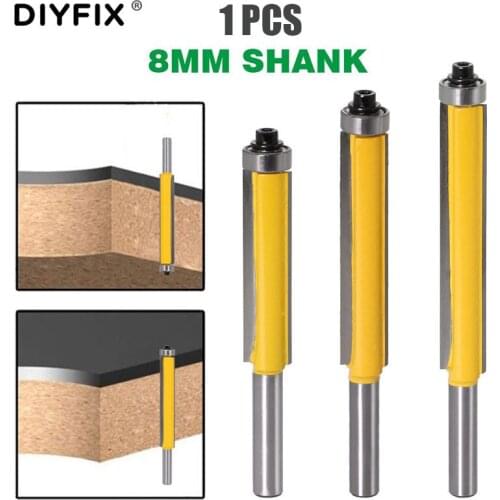 DIYFIX 1PC 8mm Shank Handel Extension With Bearing Trimming Knife Woodworking Milling Cutter Hand Tool For Wood Template Pattern