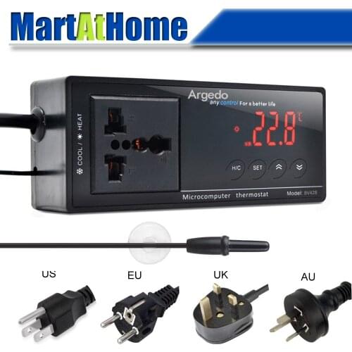 Electronic Thermostat Digital Temperature Controller -40~212 F / -40~100 C Switchable with Alarm for Reptile, Aquarium, Pet