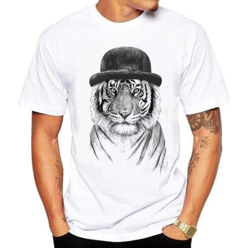 Unique Mens T-shirt Fun Wild Lion Tiger Print T Shirt Men Summer Brand Fashion Short-sleeved Casual Tee Shirt