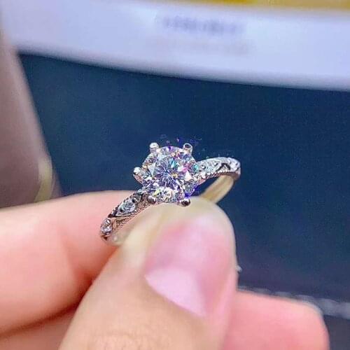 Mozan Drill Diamond Classic Style Ring VVS S925 Sterling Silver Fashion Fine Wedding Jewelry For Women Free Shipping