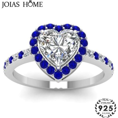 JoiasHome 925 Silver Rings Fashion Jewelry with Heart-shaped Zircon Gemstones Women Ring Wedding Party Gift wholesale size 6-10