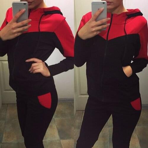 Patchwork fashion Suit Set 2020 Women Tracksuit Two-piece Sport Style Outfit Jogging Sweatshirt Fitness Lounge Sportwear