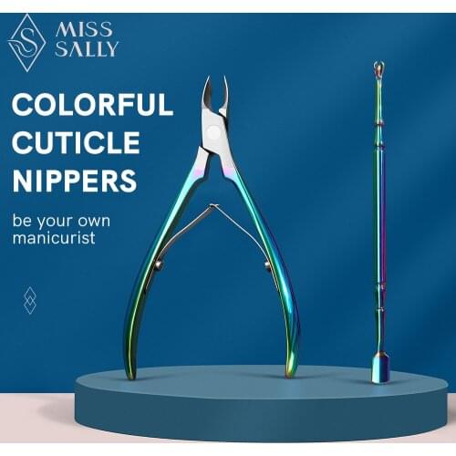 Miss Sally Colorful Cuticle Nippers Oblique Blade Nail Manicure Scissors Trimmer Dead Skin Remover Professional Manicure Tools